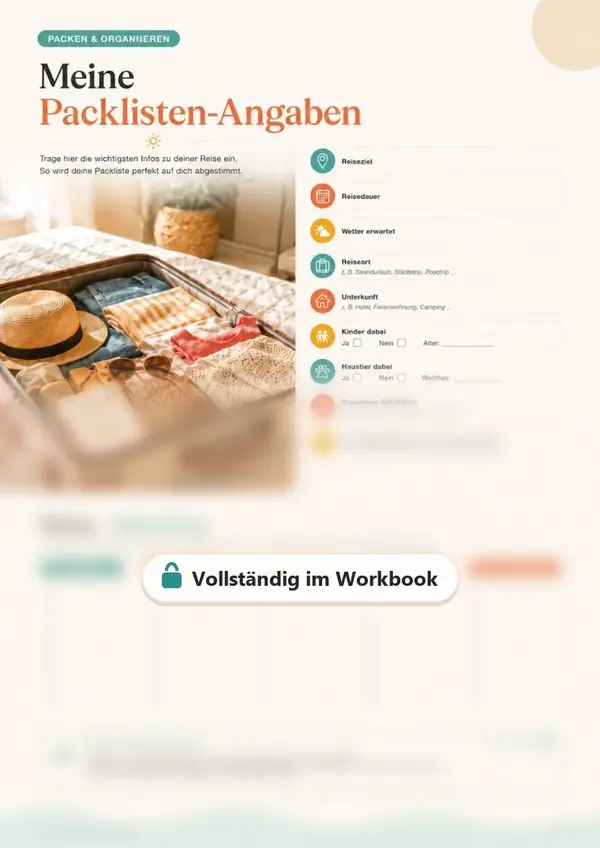 Geschützte Vorschau der Abhakliste für die Packliste